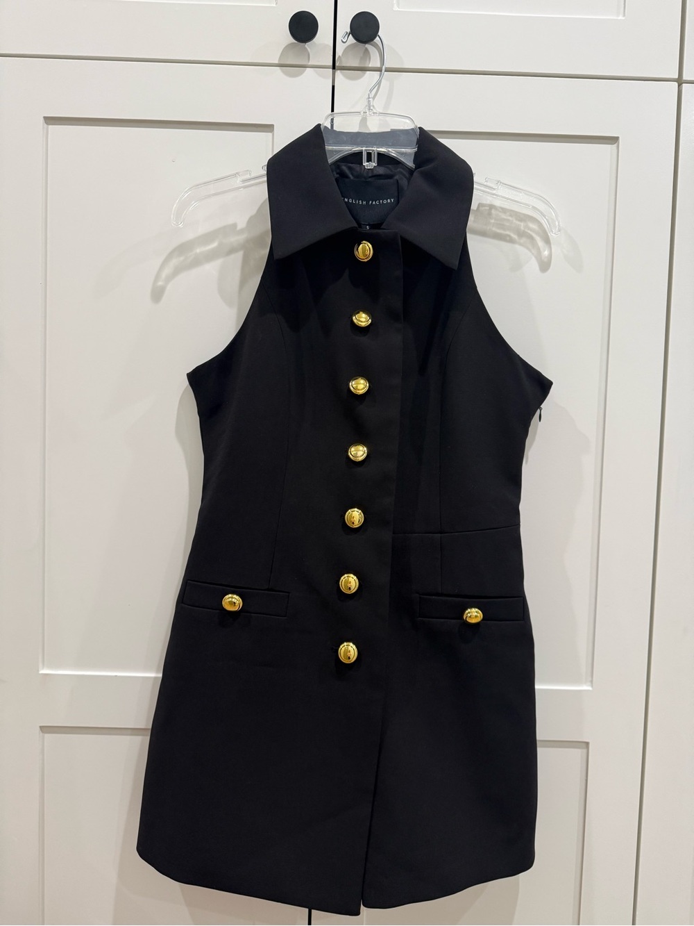 NWT English Factory Collared Button Front Black Romper S